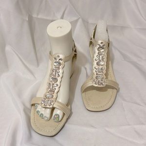 New York transit cream jeweled sandals